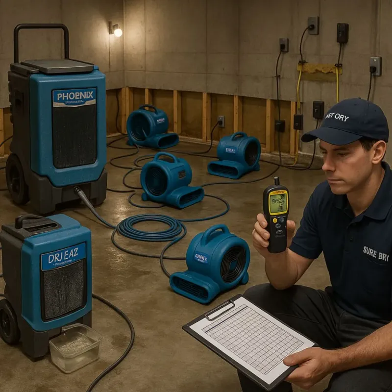 Structural Drying and Dehumidification process in Urbandale, IA
